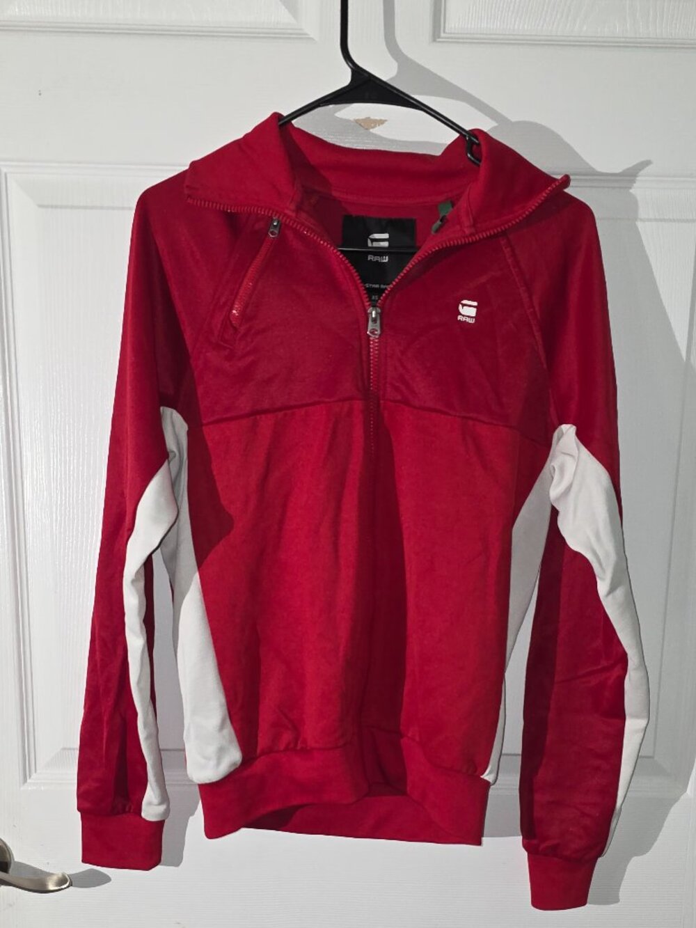 G-Star RAW Men’s XS Red White Full Zip Track Jacket Y2K Description: